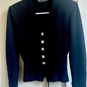 St. John Black Cardigan with Sparkling Buttons